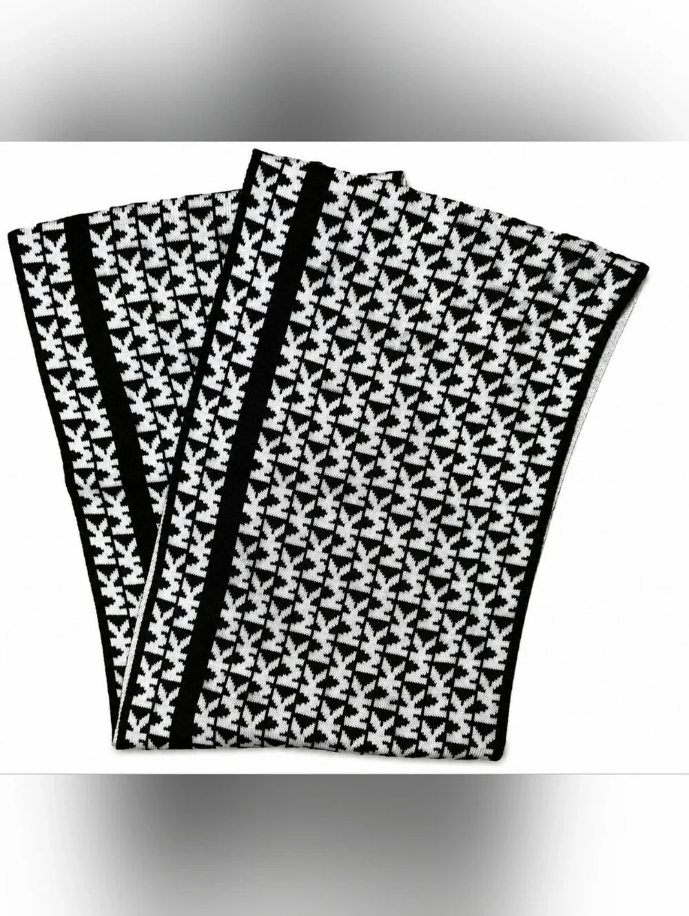 Michael Kors Black White MK Logo Infinity Scarf
